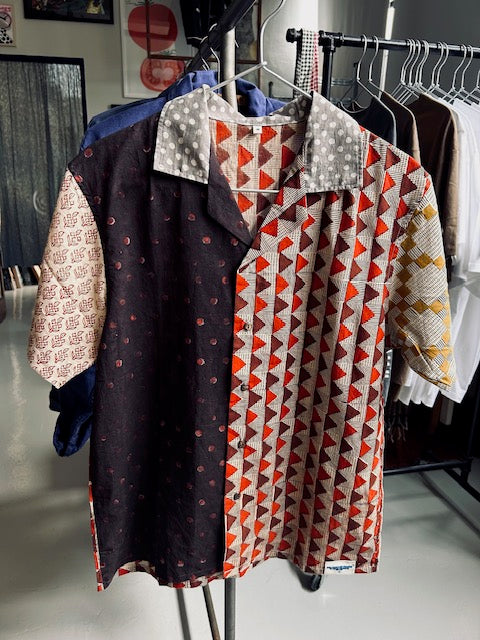 Hawaiian Indian Woodblock Print Shirts (M)