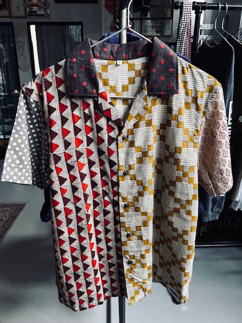Hawaiian Indian Woodblock Print Shirts (M)
