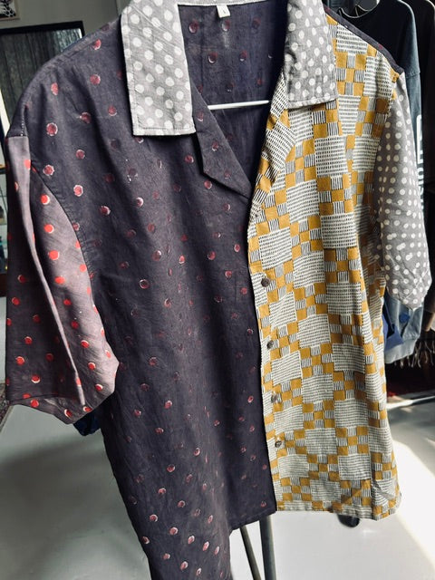 Hawaiian Indian Woodblock Print Shirts (L)
