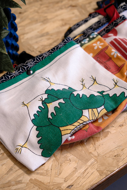 Vintage Tea Towel Bag - Root Vegetables