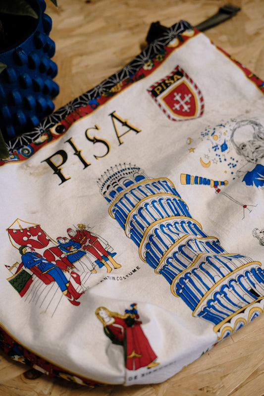 Vintage Tea Towel Bag - Pisa