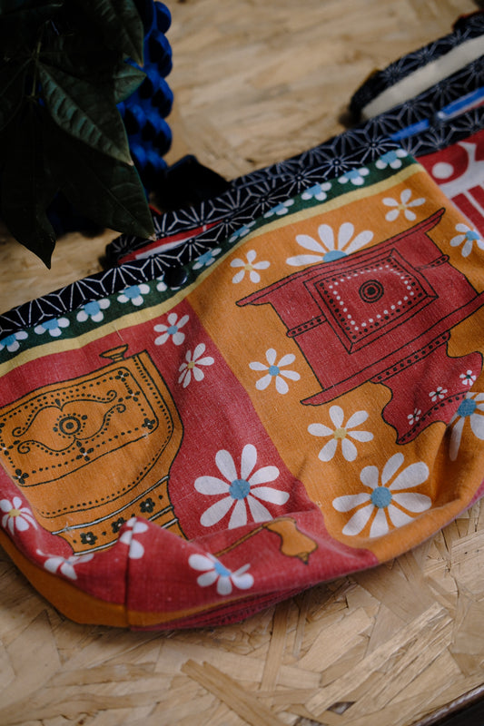 Vintage Tea Towel Bag - Retro Print